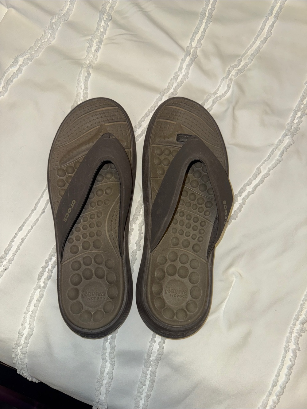 CROCS Brown Reviva Foam Flip Sandals